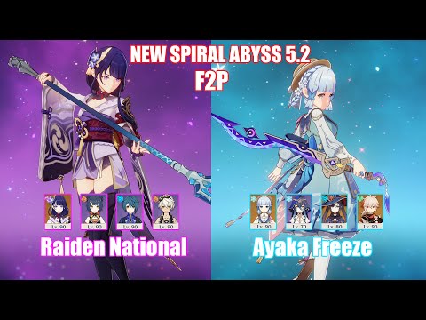 F2P C0 Raiden National & C0 Ayaka Freeze | NEW Spiral Abyss 5.2 | Genshin Impact