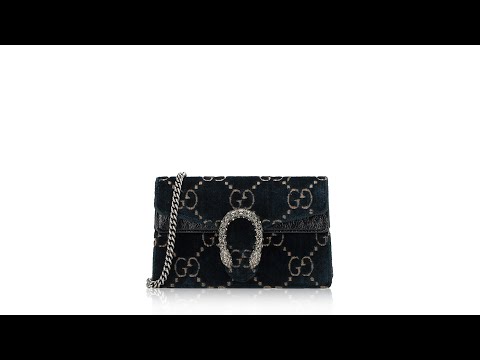 Gucci Velvet Crystal GG Dionysus Super Mini Shoulder Bag Blue Black