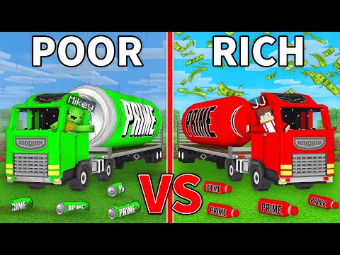 JJ's RICH PRIME Truck vs Mikey's POOR Prime Truck Survive Battle in Minecraft - Maizen