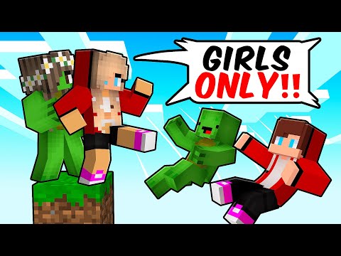 JJ And Mikey Survive On GIRLS ONLY ONE BLOCK In Minecraft - Maizen