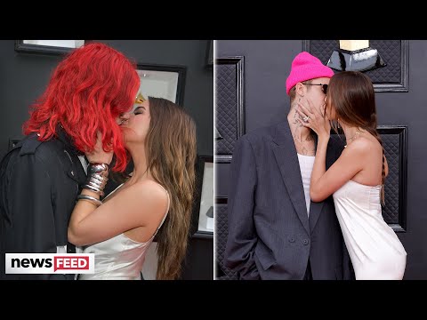 Addison Rae, Justin & Hailey Bieber Pack On PDA At The Grammys 2022 Red Carpet!