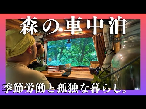 【車中泊】労働後、森の中で車中泊【季節労働】