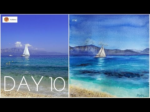 Watercolor Painting: Sailing around Greece | Speedpainting - INSTA APRIL | Day 10