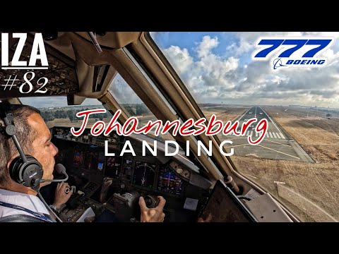 B777 JNB 🇿🇦 Johannesburg | LANDING ILS 03R | 4K Cockpit View | ATC & Crew Communications