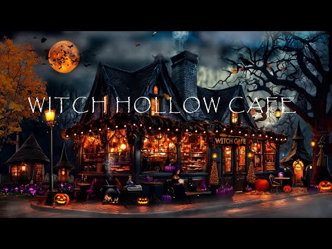 WICKED WITCH HOLLOW CAFE-HALLOWEEN AMBIENCE-FLYING WITCH-FALL LEAVES-BUBBLING CAULDRON-NATURE SOUNDS