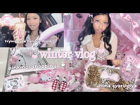 winter vlog ❅ ♡ pinkmas shopping haul, dolly room decor diy’s, getting a cute holiday drink!