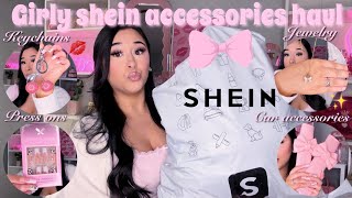 A GIRLY SHEIN ACCESSORIES HAUL 2025 | all things cute and pink (nails, jewelry, purse charms & more)