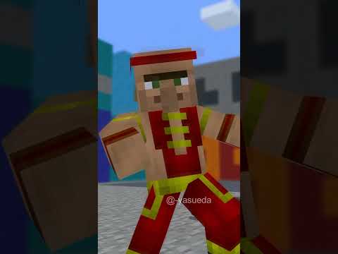 Kung fu Villager !  Port battle [minacraft Animation]　#shorts #マイクラ #minecraft