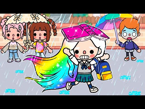 Albino Girl Hair Turn Into Rainbow When It's Rain 🌈 Toca Life Story | Toca Boca