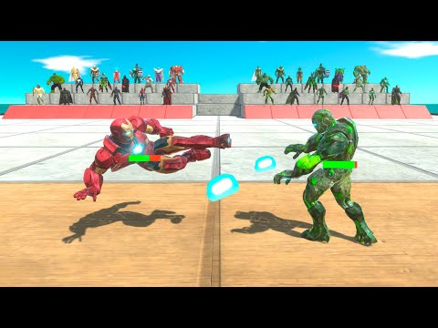 1 vs 1 Superheroes vs Green Zombie Itself - Animal Revolt Battle Simulator