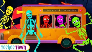 🔴 Five Spooky Skeletons Riding The Bus Halloween Song By Teehee Town