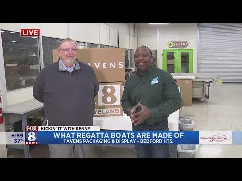 Kenny checks out how boat construction is going for his upcoming Lakewood H.S. Regatta race