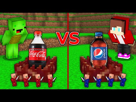 JJ COCA COLA vs Mikey PEPSI Tiny Castle Battle in Minecraft Maizen!