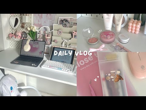 daily vlog🤍life as a homebody, aesthetic desk makeover, macbook unboxing, studying, japanese snacks