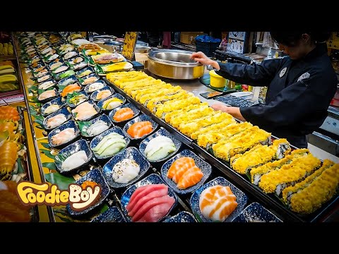 Korean Sushi Restaurant, Salmon Cutting Skills Compilation