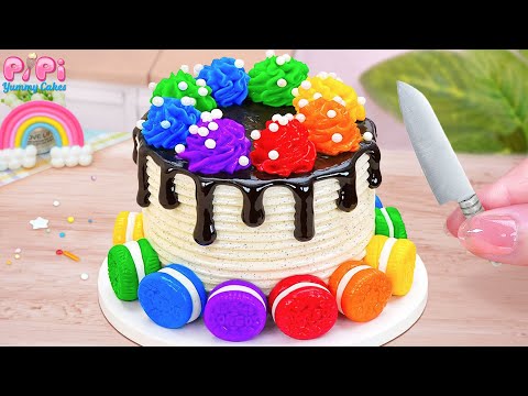 Sweet Mini Cake💕Make Miniature OREO Chocolate Rainbow Cake Buttercream Decorating🌈Pipi Yummy Cake