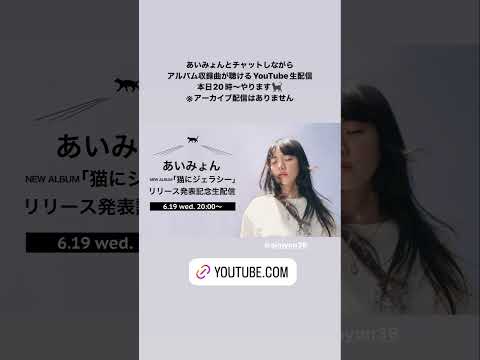 本日6/19(水)20時〜YouTube生配信。あいみょんとチャットしながらアルバム収録曲が聴けます。※アーカイブはありません #あいみょん #猫にジェラシー #aimyon #아이묭