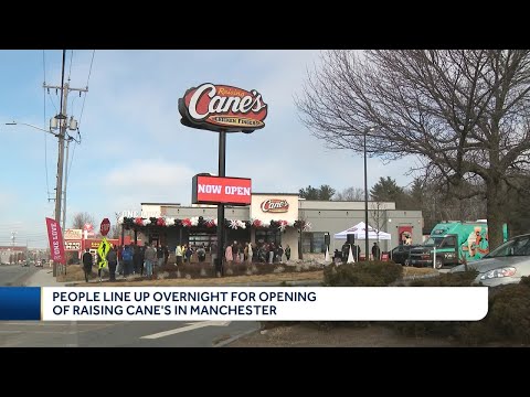 People line up overnight for opening of Raising Cane's in Manchester