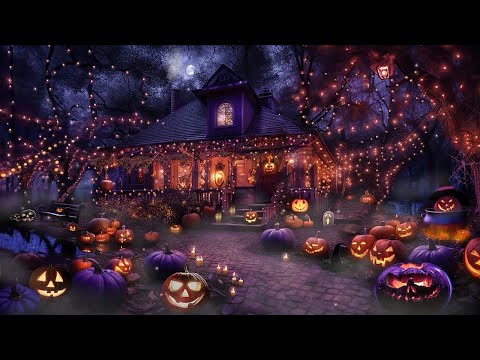 HALLOWEEN HAUNTED HOUSE IN THE WOODS-EERIE FOREST-NATURE NIGHT TIME SOUNDS-HALLOWEEN MUSIC-FALL ASMR