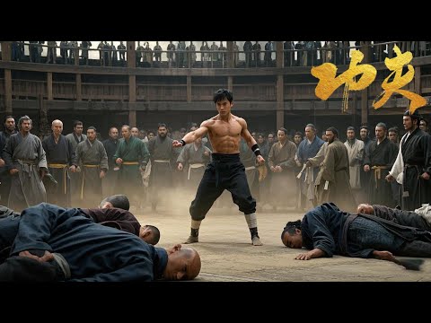 Arena Fight! A kung fu young man fights ten martial arts experts alone and defeats them all.