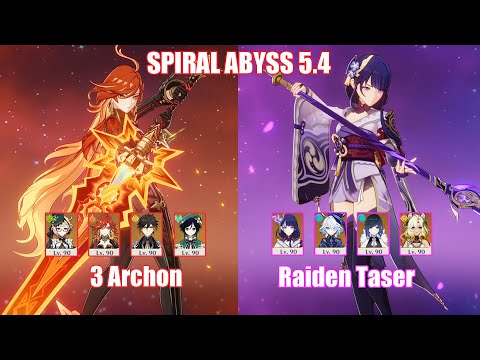 3 Archon & C0 Raiden Taser | Spiral Abyss 5.4 | Genshin Impact