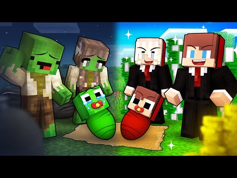 JJ and Mikey Adopted by POOR vs RICH Family in Minecraft - Maizen