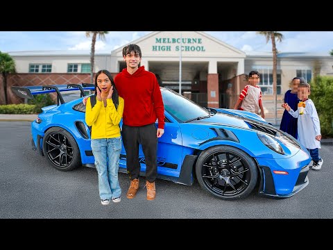 Dropping Our Little Sister Off At School in a Porsche GT3 RS!