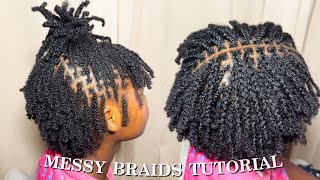 MESSY BRAIDS TUTORIAL ON SHORT 4c NATURAL HAIR | short natural hair style