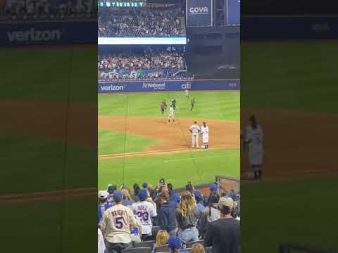 Fan Runs Onto The Field During The Yankees Mets Game