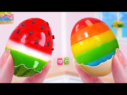 Mini Jelly Dessert🌈Miniature Watermelon Jelly Or Rainbow Surprise Egg Recipe Ideas💕Pipi Yummy Cake