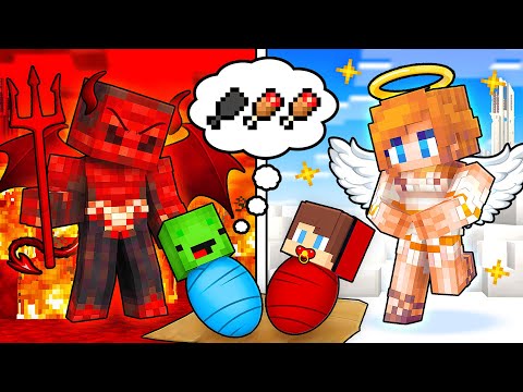 JJ and Mikey ADOPTED by ANGEL and DEVIL Family in Minecraft - Maizen