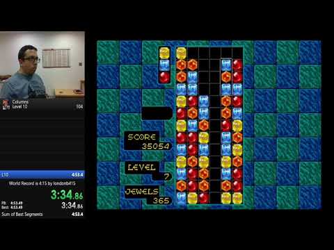 Columns on Sega Megadrive in 4:34 (race to level 10 - Novice)