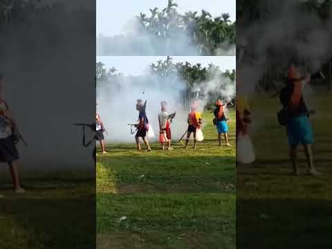 Konyak Naga  Celebrates Aoleang with a shooting Matchlock Guns ##GunPowder.