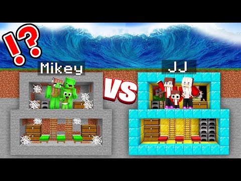 Mikey POOR vs JJ RICH Family BUNKER vs TSUNAMI Survival Battle in Minecraft - Maizen