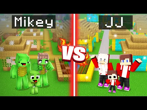 Mikey Family POOR vs JJ Family RICH Village Survival Battle in Minecraft - Maizen