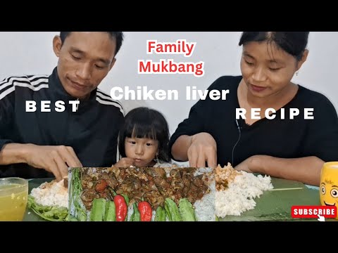 Couple eating best chicken liver || with king chilly 🔥 Eating Fresh Organic Veg #mukbang