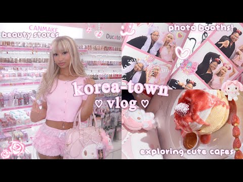 exploring koreatown vlog! ♡ photobooth, sanrio & beauty shopping, cafe hopping