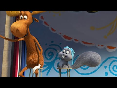 Rocky and Bullwinkle short film but as a Hollywood styled movie trailer starring famous celebrities