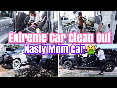 EXTREME!! OUTDOOR CLEAN WITH ME || MASSIVE CAR CLEAN OUT!! || CLEANING MOTIVATION || giraffe tools