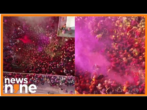 Spectacular Drone Footage of 'Dauji ka Huranga' Holi Celebrations in Mathura | News9