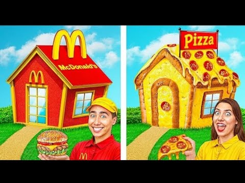 One Colored House ChallengeMcDonald's vs lce Cream vs Donuts |Prank Wars by Multi DO Smile