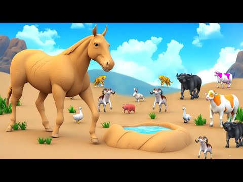 Magical Sand Horse's Quest: Saving Animals by Finding Mystical Water Pond! Animal Rescue Videos