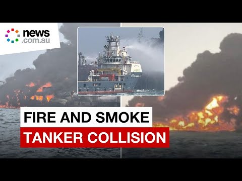 ‘Fireball’ US oil tanker and cargo ship collide