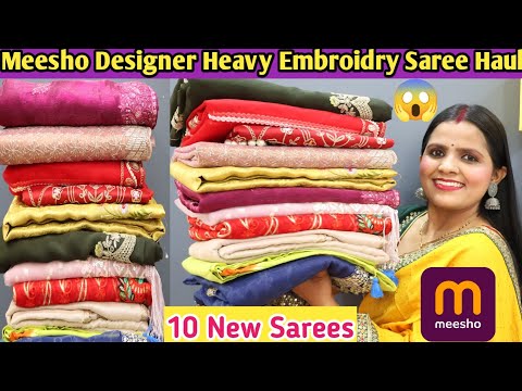 💕MEESHO Huge Designer Saree Haul/🤩10 Sarees/Party wear/Jimmy choo/latest Collection/Meesho haul