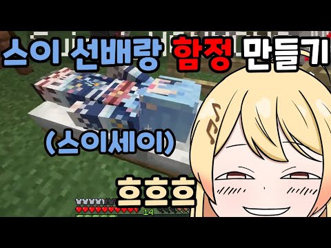 스이 선배의 자는 모습 마구마구 보기 (마인크래프트 함정 만들기 1편) [홀로라이브//오토노세 카나데//호시마치 스이세이]#홀로라이브 #오토노세카나데 #호시마치스이세이