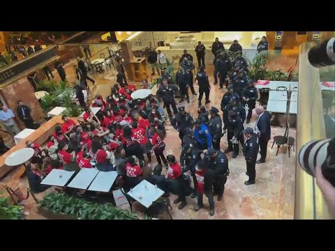 Pro-Palestine Protestors storm inside of Trump tower