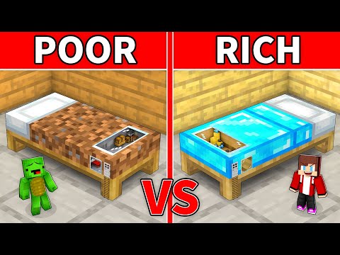 JJ's RICH Bed vs Mikey's POOR Bed Survive Battle in Minecraft - Maizen