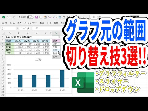 【Excel】グラフ元の範囲を切り替える技3選紹介!!