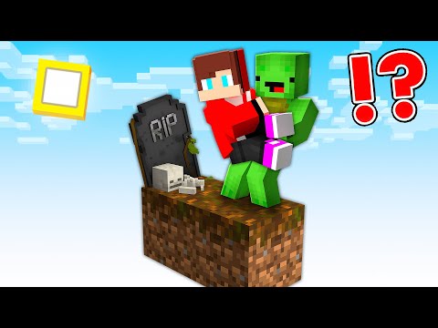 JJ And Mikey Survive On GRAVE ONE BLOCK In Minecraft - Maizen