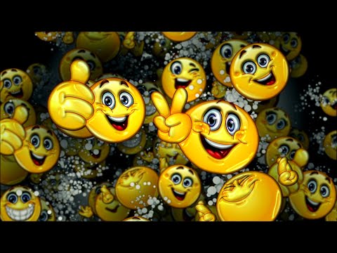 Happy emoji Smiles Funny Smiley Kids Cartoon Background Positive Backdrop Animation Video 4K Loop